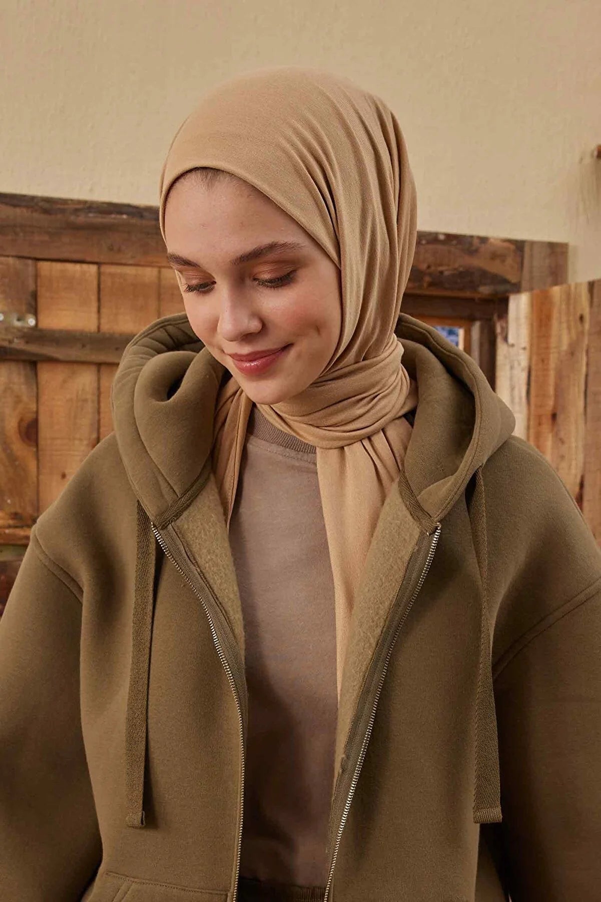 Jersey Schal Koyu Bej