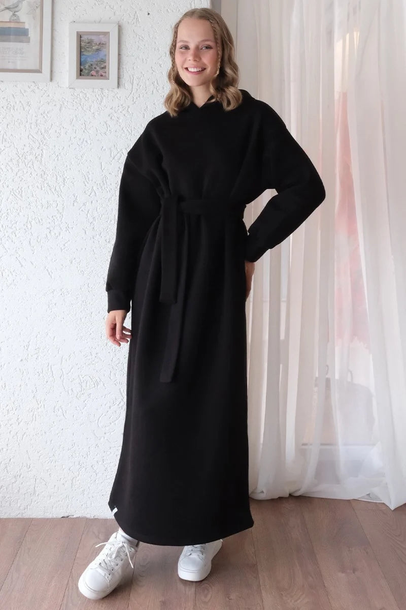 Sweatshirtkleid mit Bindegürtel