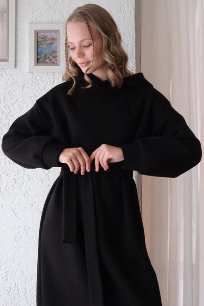 Sweatshirtkleid mit Bindegürtel