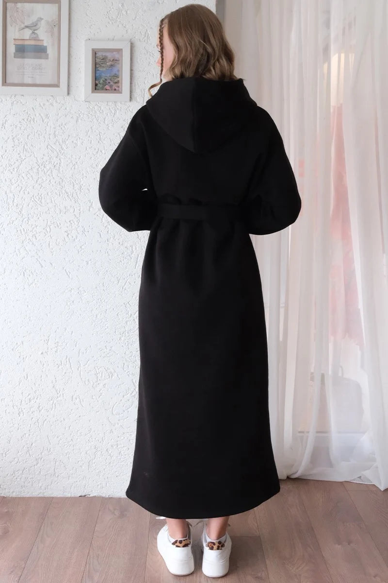 Sweatshirtkleid mit Bindegürtel