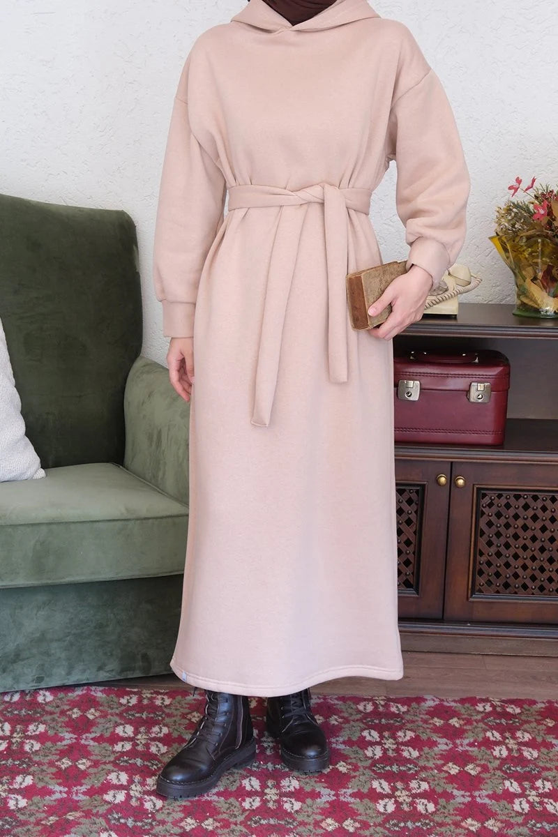 Sweatshirtkleid mit Bindegürtel