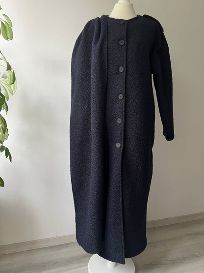 Bouclé Mantel mit Schal