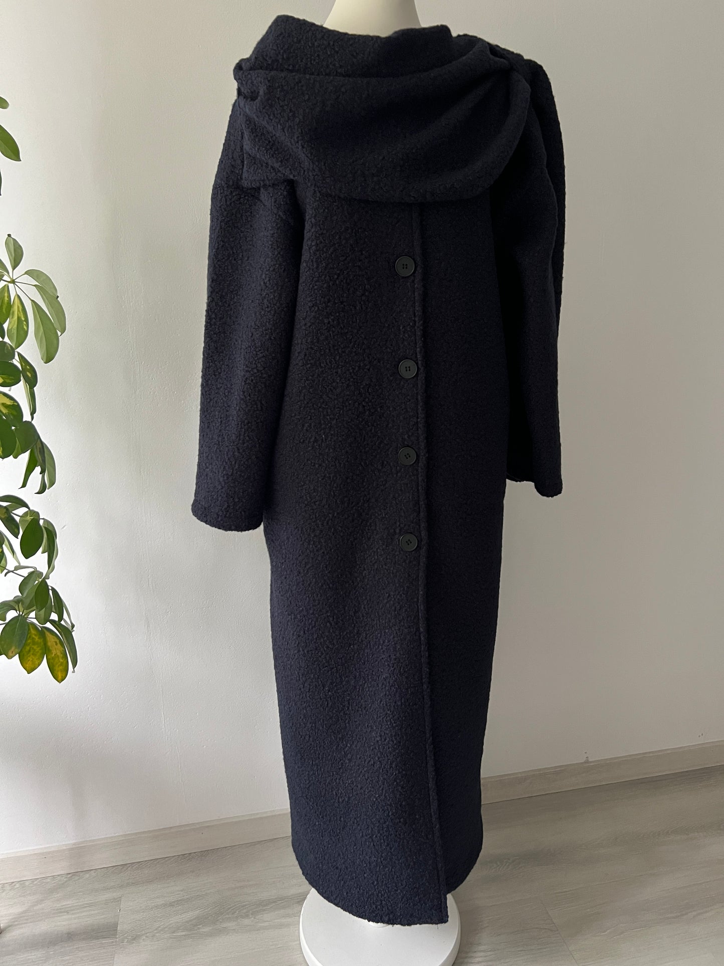 Bouclé Mantel mit Schal