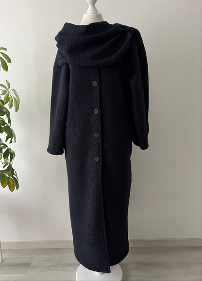 Bouclé Mantel mit Schal