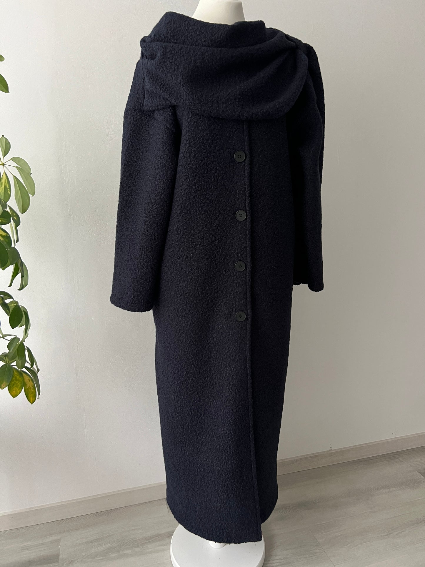 Bouclé Mantel mit Schal