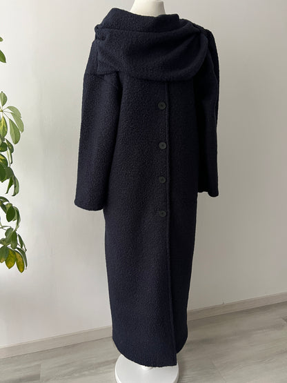 Bouclé Mantel mit Schal