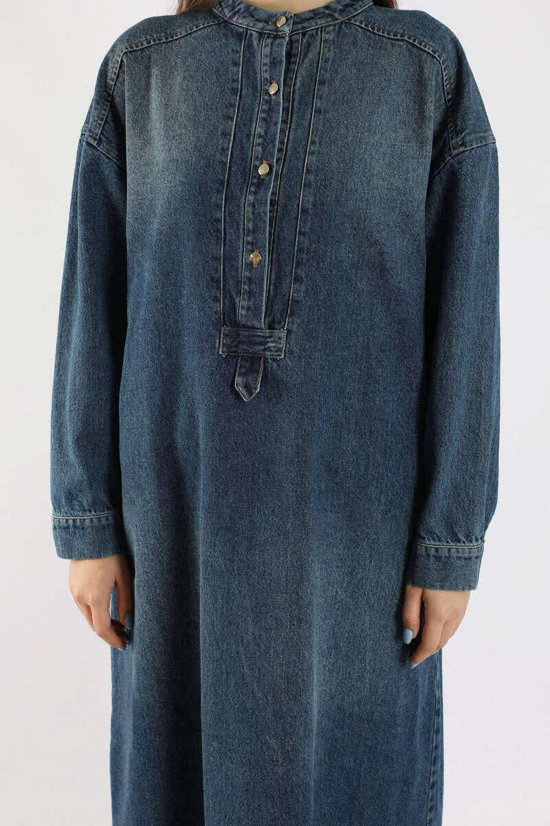 Denim-Tunika-Langarmkleid